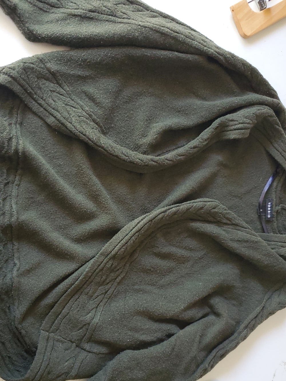 torrid Olive Open-Front Cable Knit Cardigan